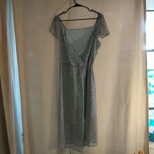 Blue floral wrap dress